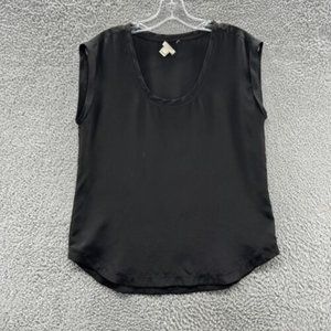 J.Crew Blouse Women's 4 Black Cuffed Cap Sleeve Blouse Ladies‎ Size 4